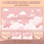 Lofi cloudy Twitch Overlay, stream package  lofi twitch overlay