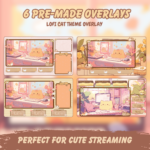 Twitch Overlay Stream Package Lofi Cute Cat Overlay