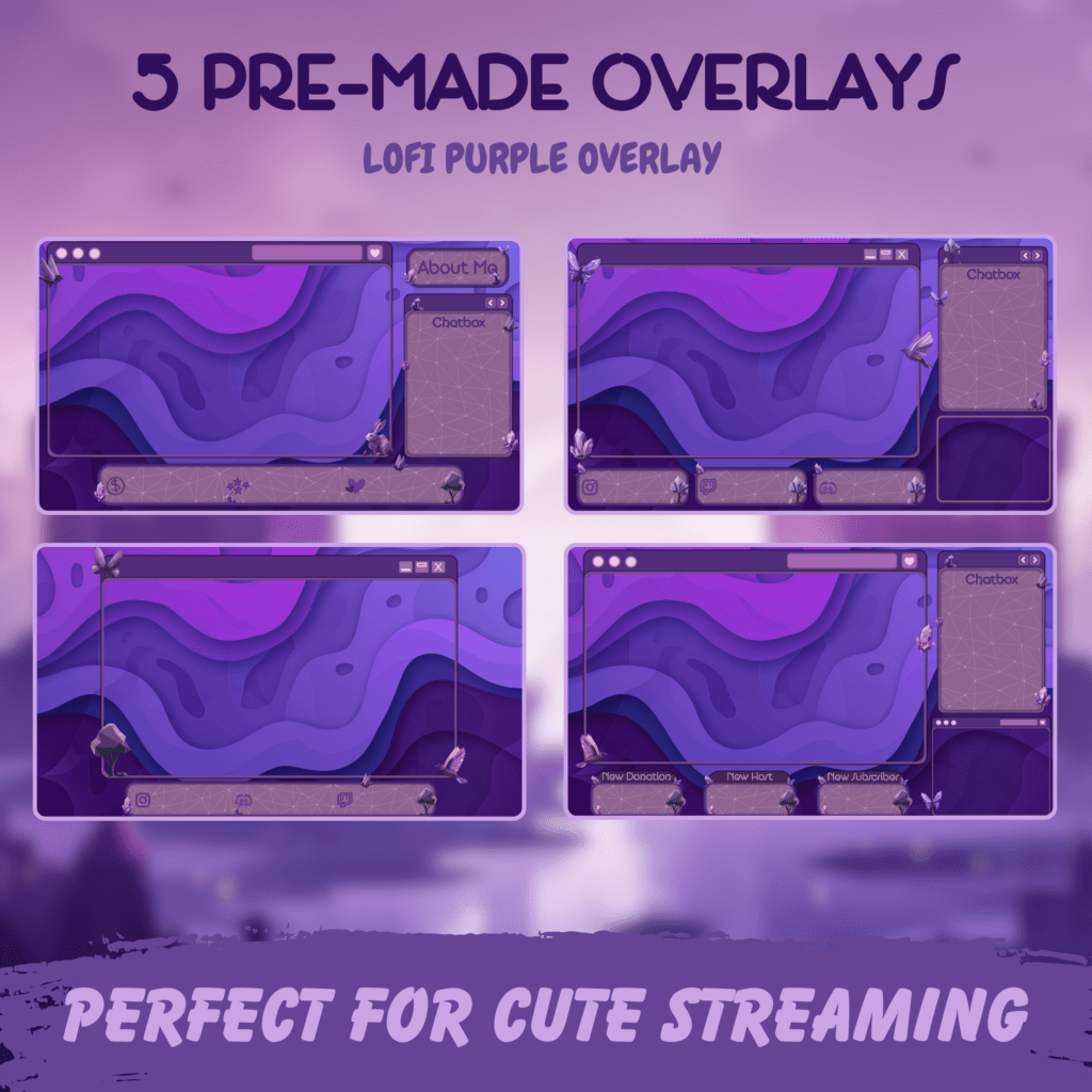 Purple Twitch Overlay stream package