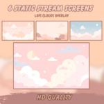 Lofi cloudy Twitch Overlay, stream package  lofi twitch overlay