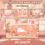 Stream Package Lofi Cute Cat Twitch Overlay