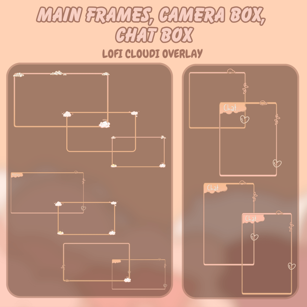 Lofi cloudy Twitch Overlay, stream package lofi twitch overlay