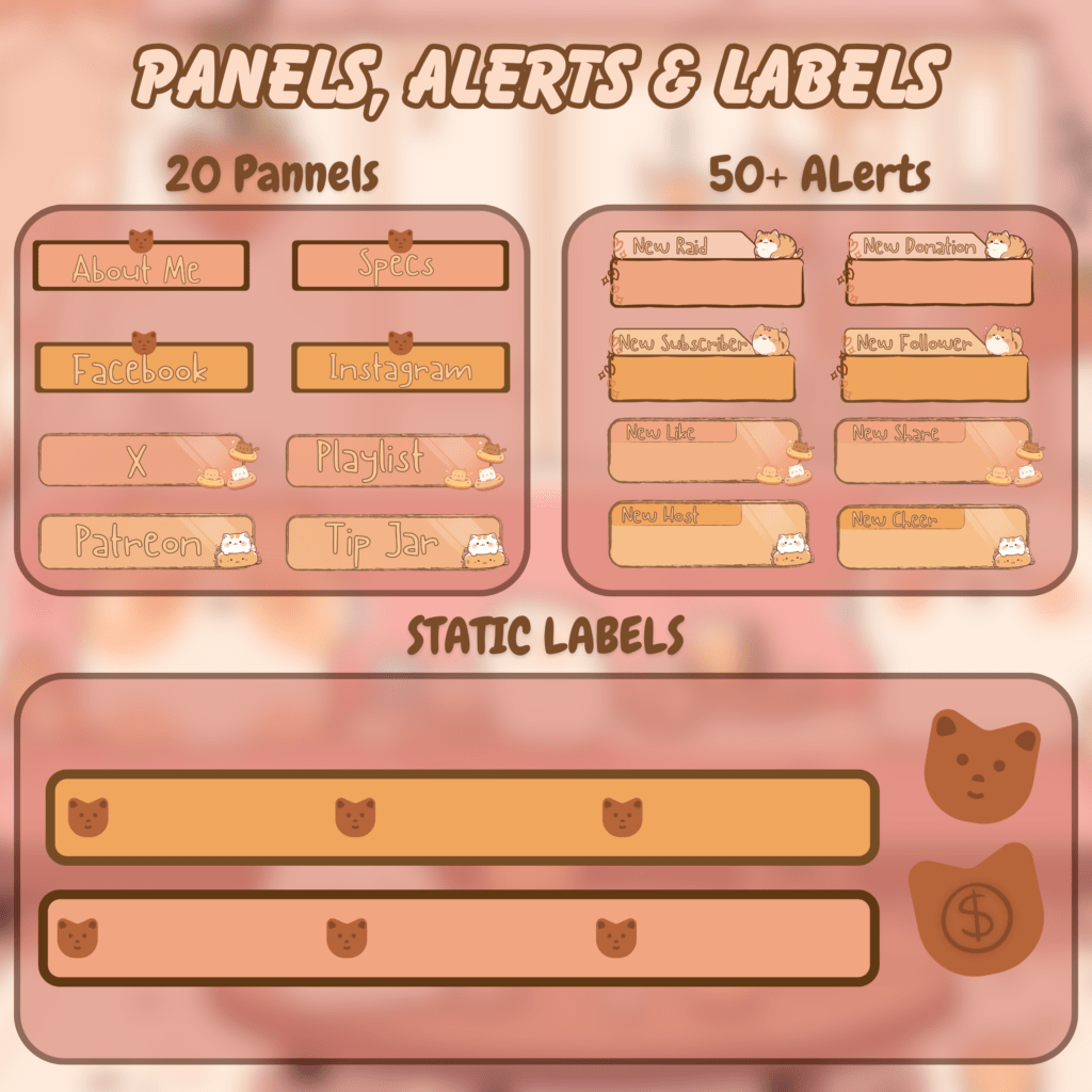 Stream Package Lofi Cute Cat Twitch Overlay
