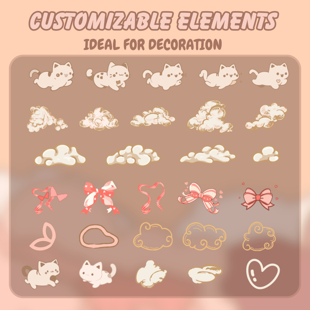 Lofi cloudy Twitch Overlay, stream package lofi twitch overlay