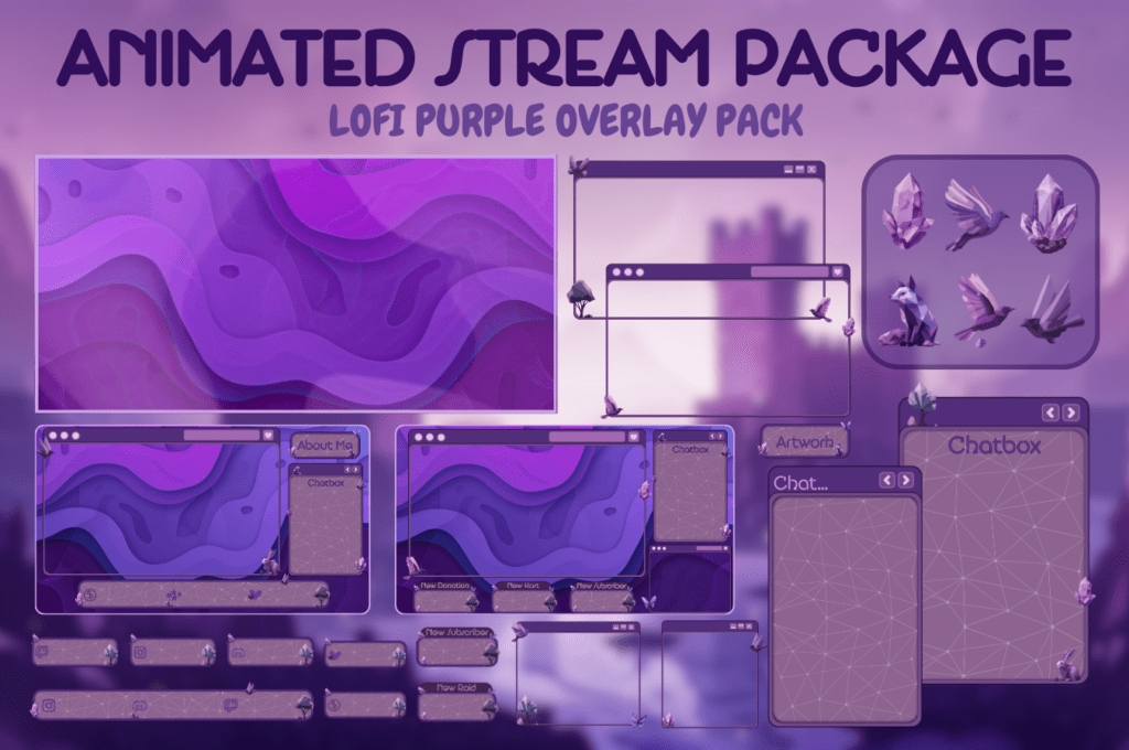 Purple Twitch Overlay stream package