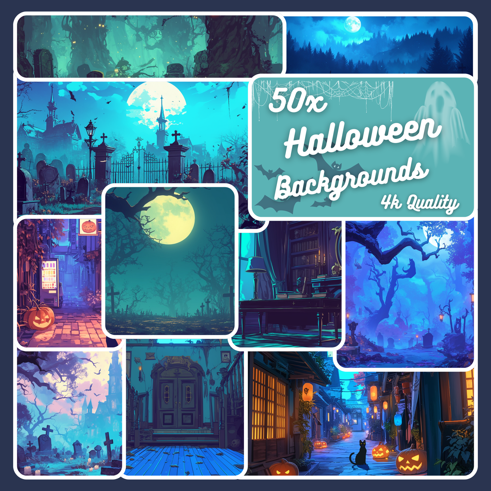 Halloween themed Vtuber backgrounds