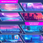 Synthwave themed Twitch Backgrounds