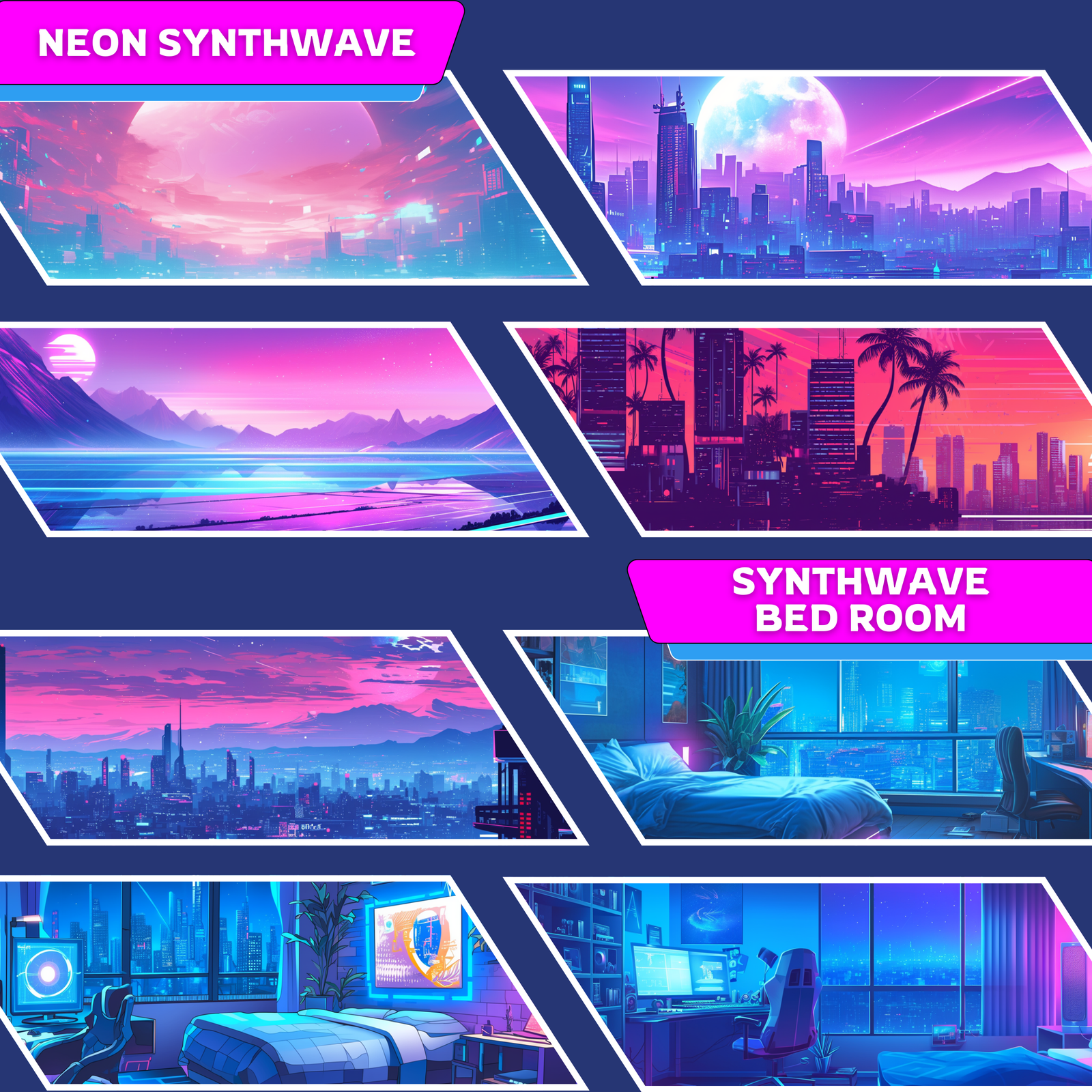 Synthwave themed Twitch Backgrounds