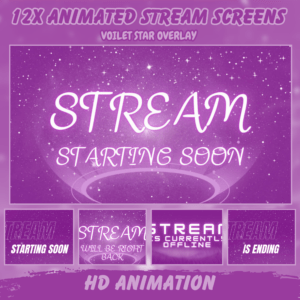 Animated violet Twitch Overlay
