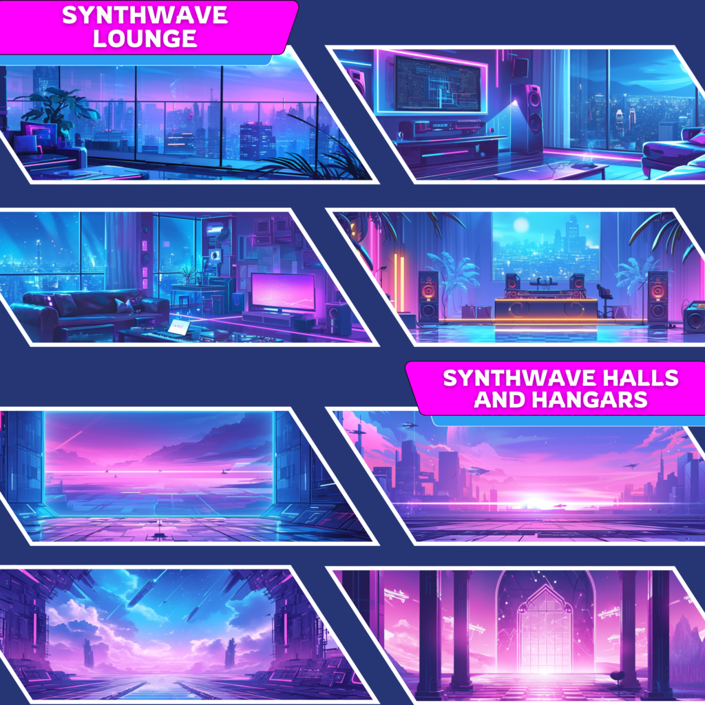 Synthwave themed Twitch Backgrounds