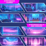 Synthwave themed Twitch Backgrounds