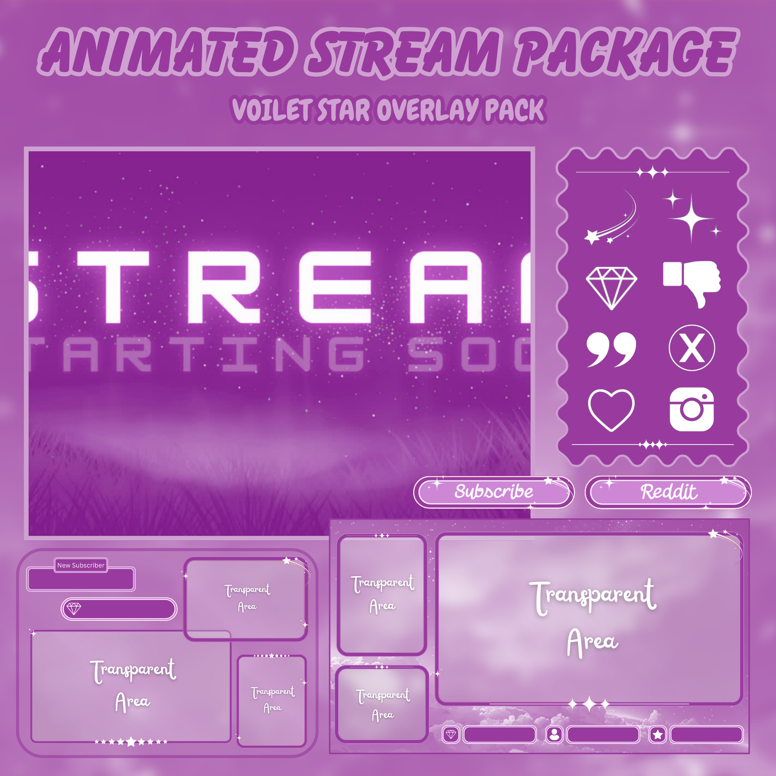 Animated Violet Twitch Overlay