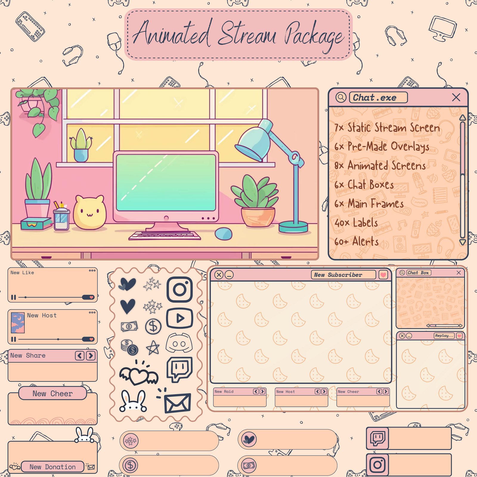 Retro overlay Stream package Twitch overlay