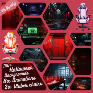 Halloween-themed backgrounds and gaming chairs collection