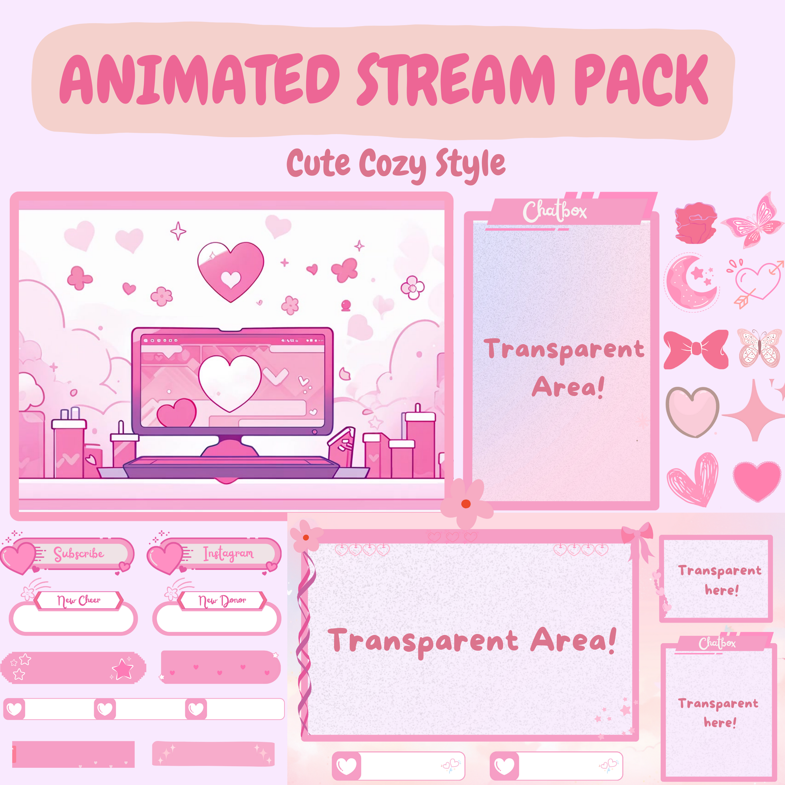 Pink Cute lo-fi overlay