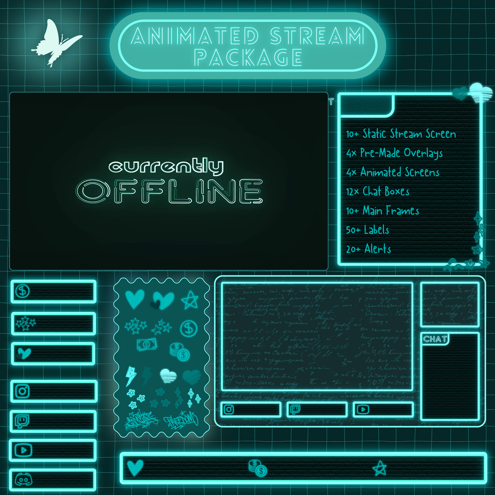 Turquoise Neon Stream overlay