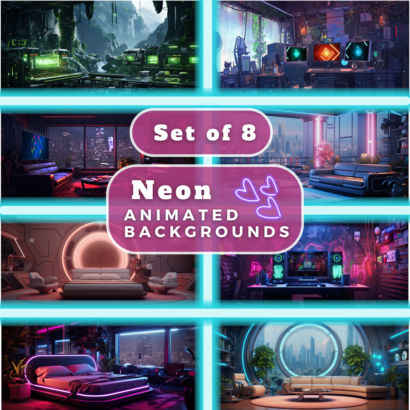 8x Neon Twitch Animations