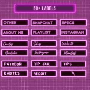 Neon-style labels for social media and website