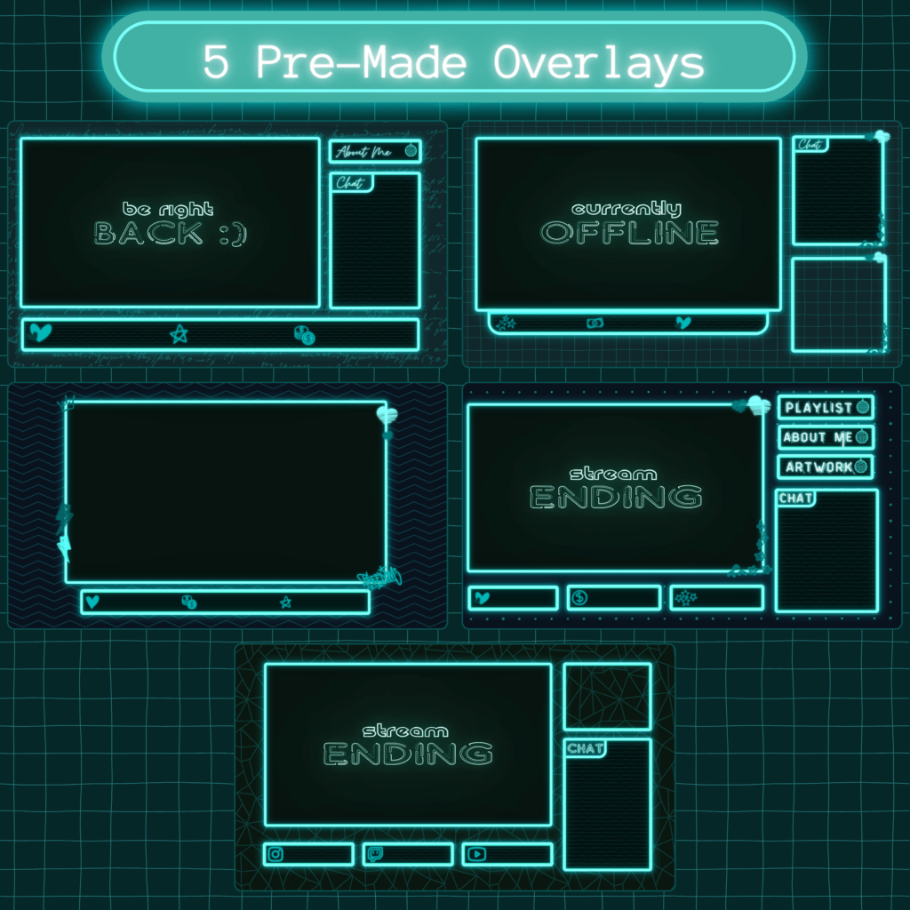 Turquoise Neon Stream overlay