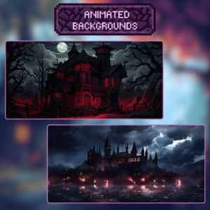Spooky haunted house and castle at night