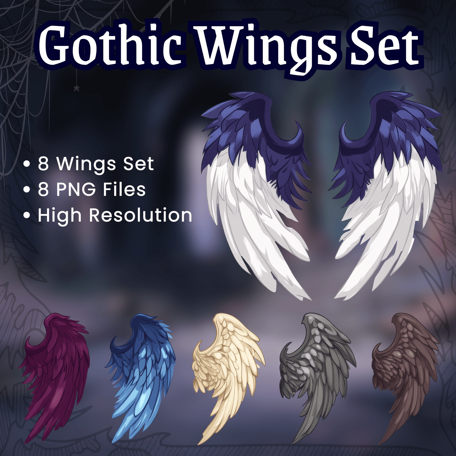 8x VTuber Gothic Wings