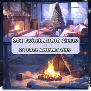 Holiday-themed cozy fireplace and campfire illustration offer