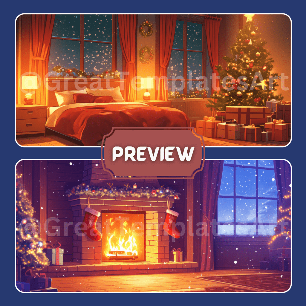 Cozy bedroom and living room with Christmas decor