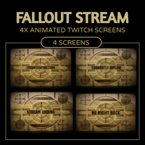 Four Fallout-themed animated Twitch screens
