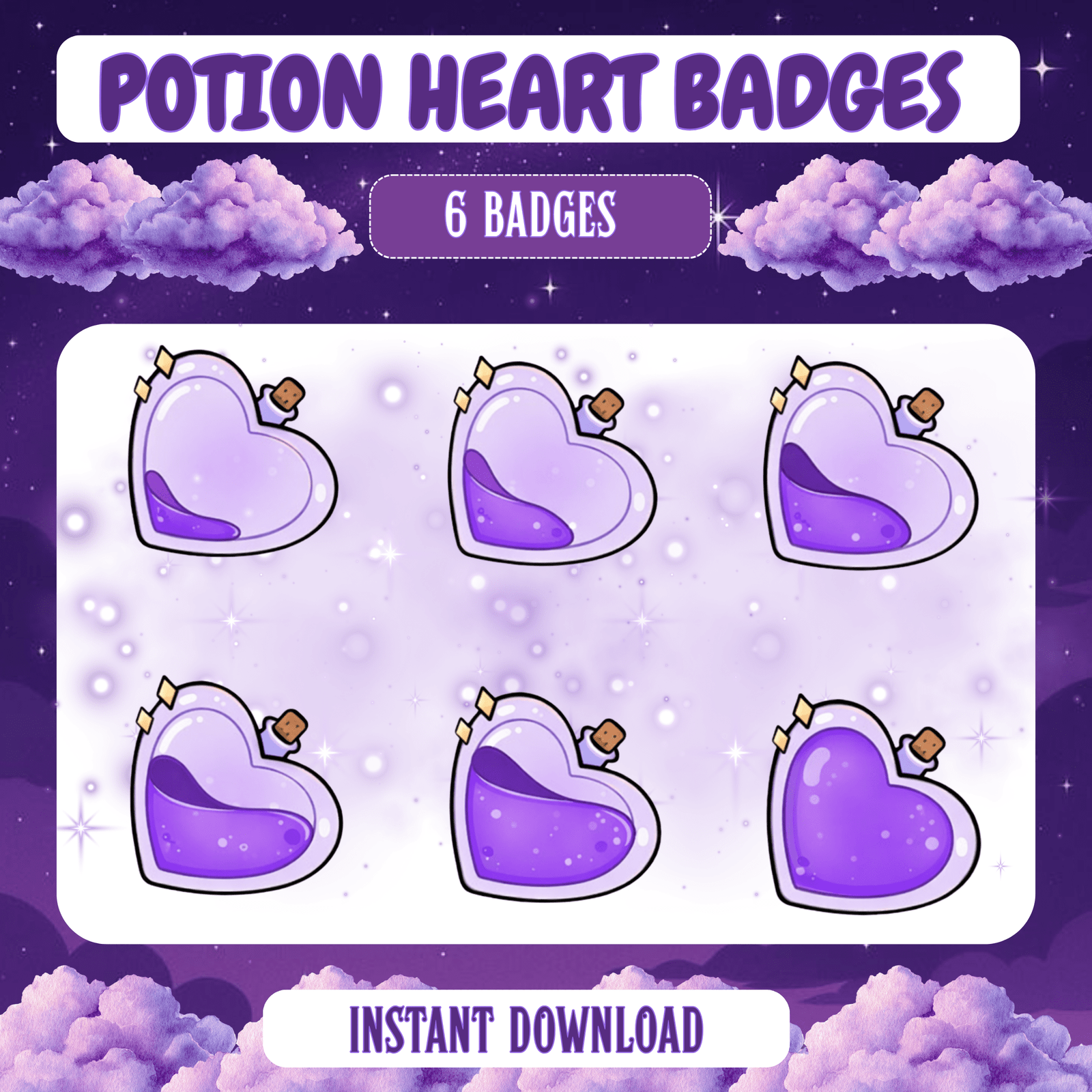 6x Potion Heart Twitch Badges (Digital Download ,PNG)