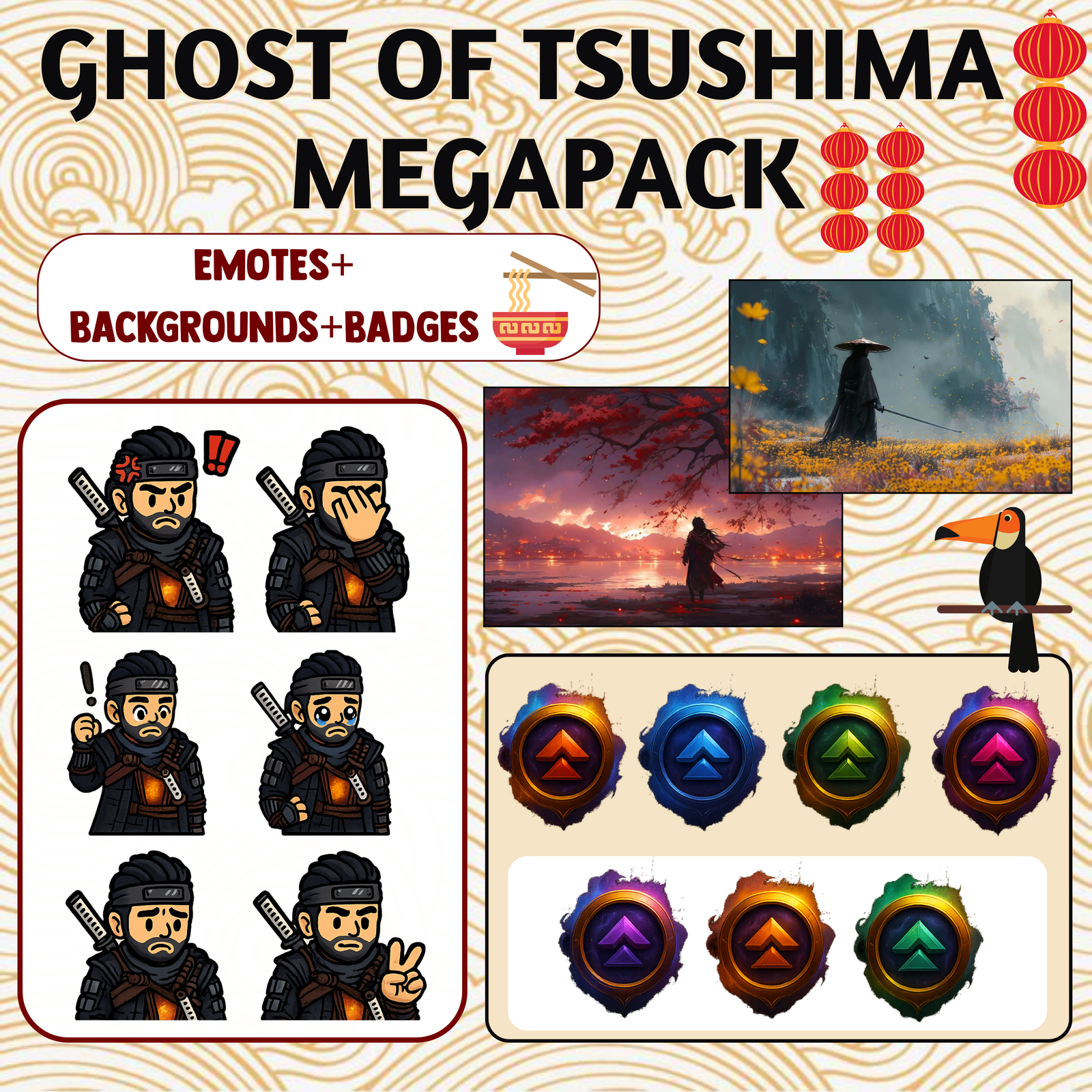 Mega Pack - Ghost of Tsushima For Twitch/Youtube Streamer