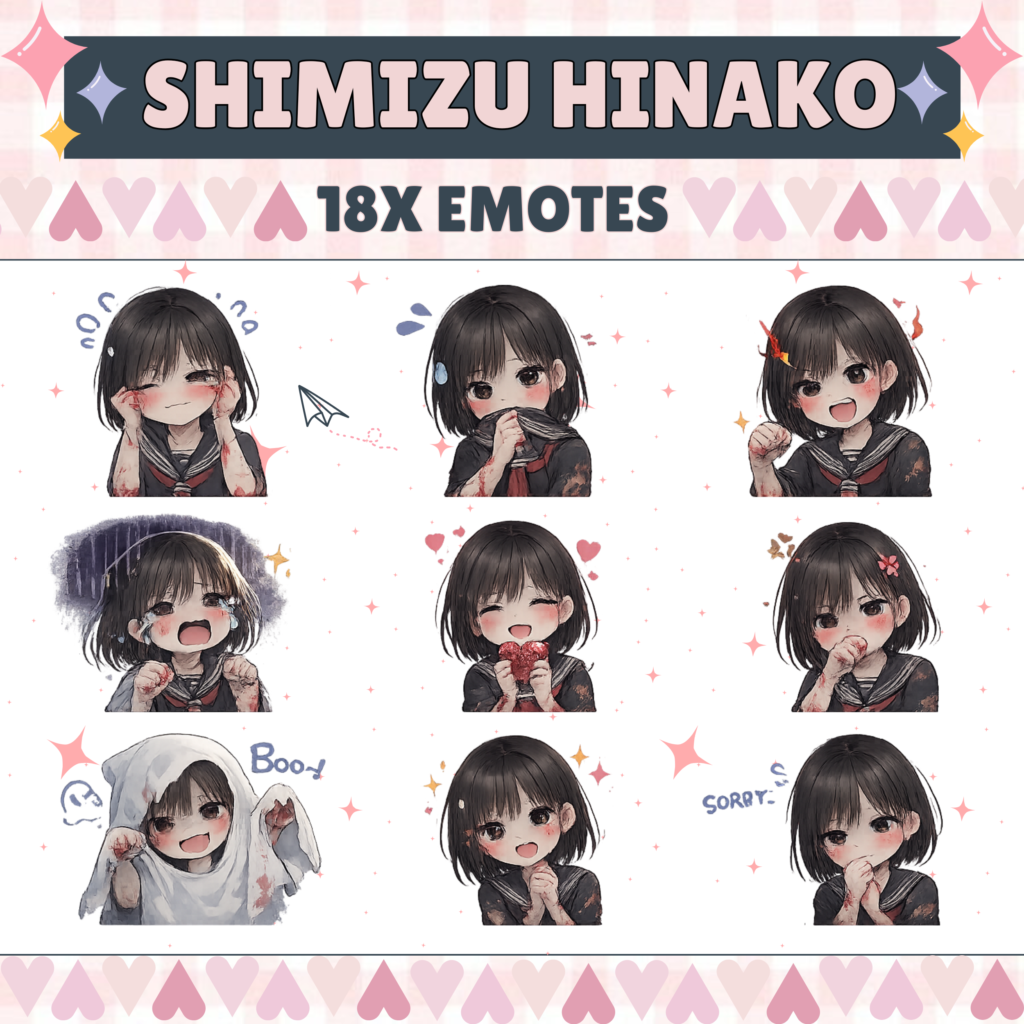 Anime girl with various facial expressions and emotions