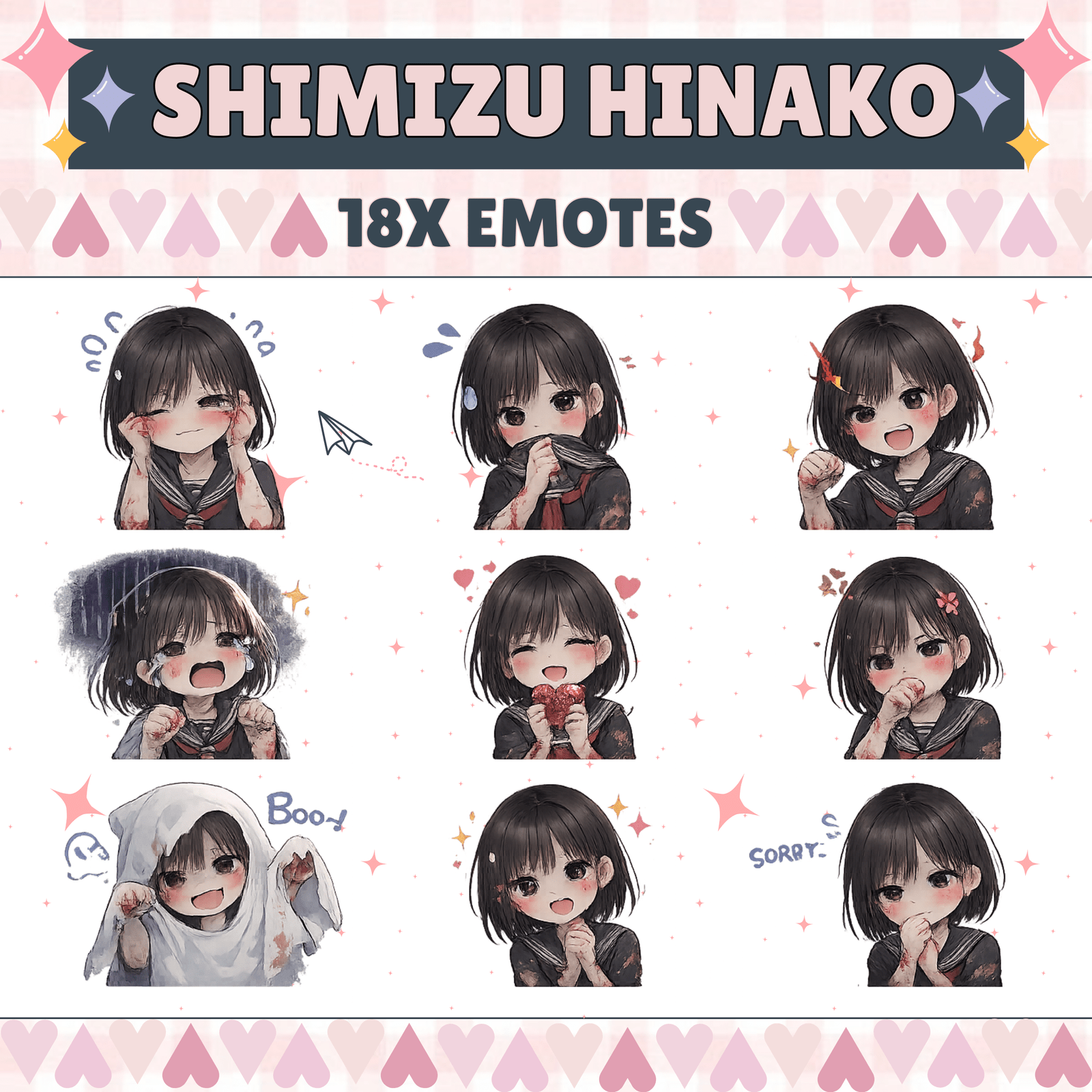 18x Shimizu hinako Twitch emotes for streamers/vtubers