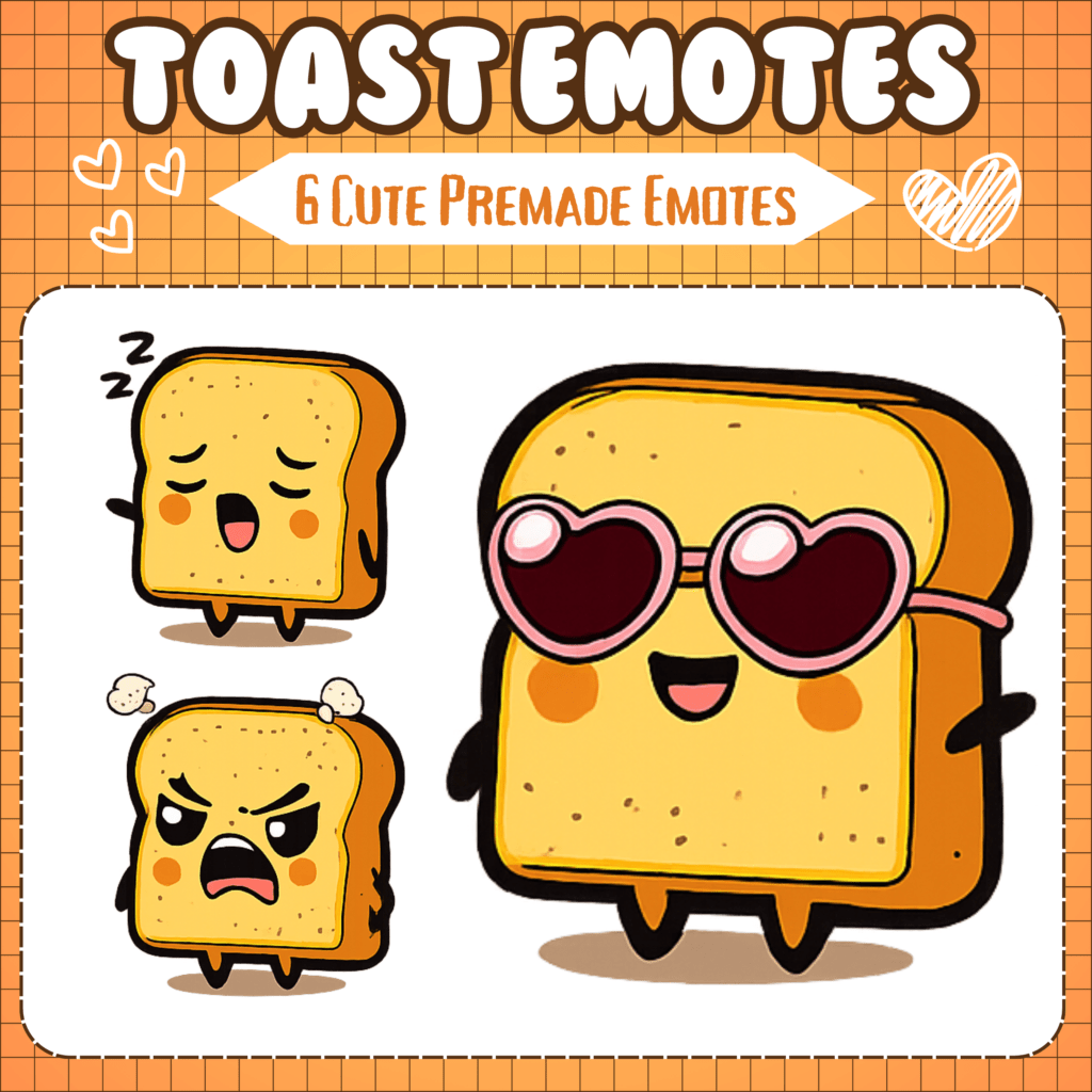 Cute toast emotes with various expressions