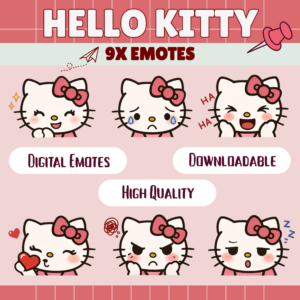 Hello Kitty digital emotes collection with various expressions