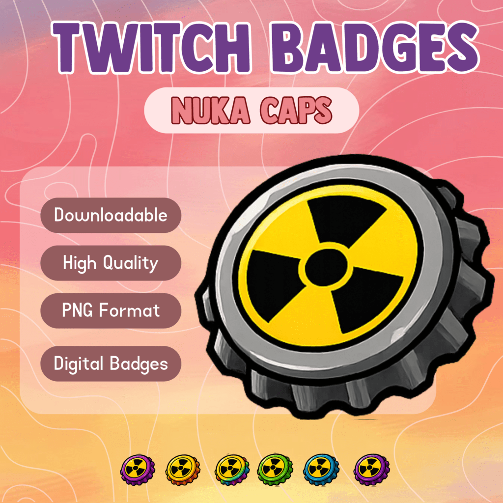 Twitch badges featuring radioactive symbol design