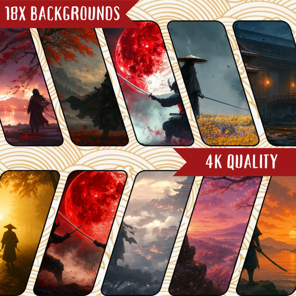 Samurai-themed backgrounds with high-quality 4K images