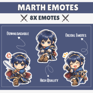Chibi character emotes with different expressions and labels