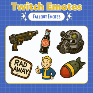 Twitch emotes featuring Fallout-themed icons