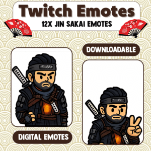 Twitch emotes featuring illustrated warrior character