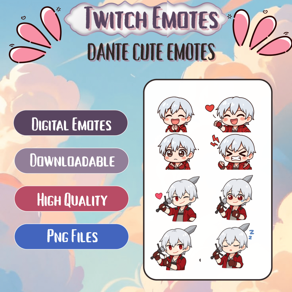 Cute digital emotes featuring a chibi character in red