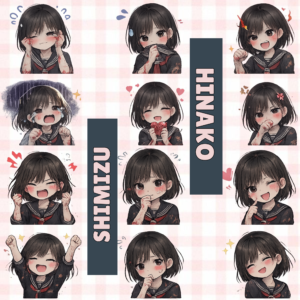 Anime girl with various facial expressions collage