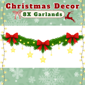 Christmas garland with stars and red bows