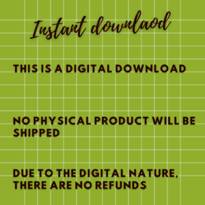 Instant download digital product, no physical item shipped