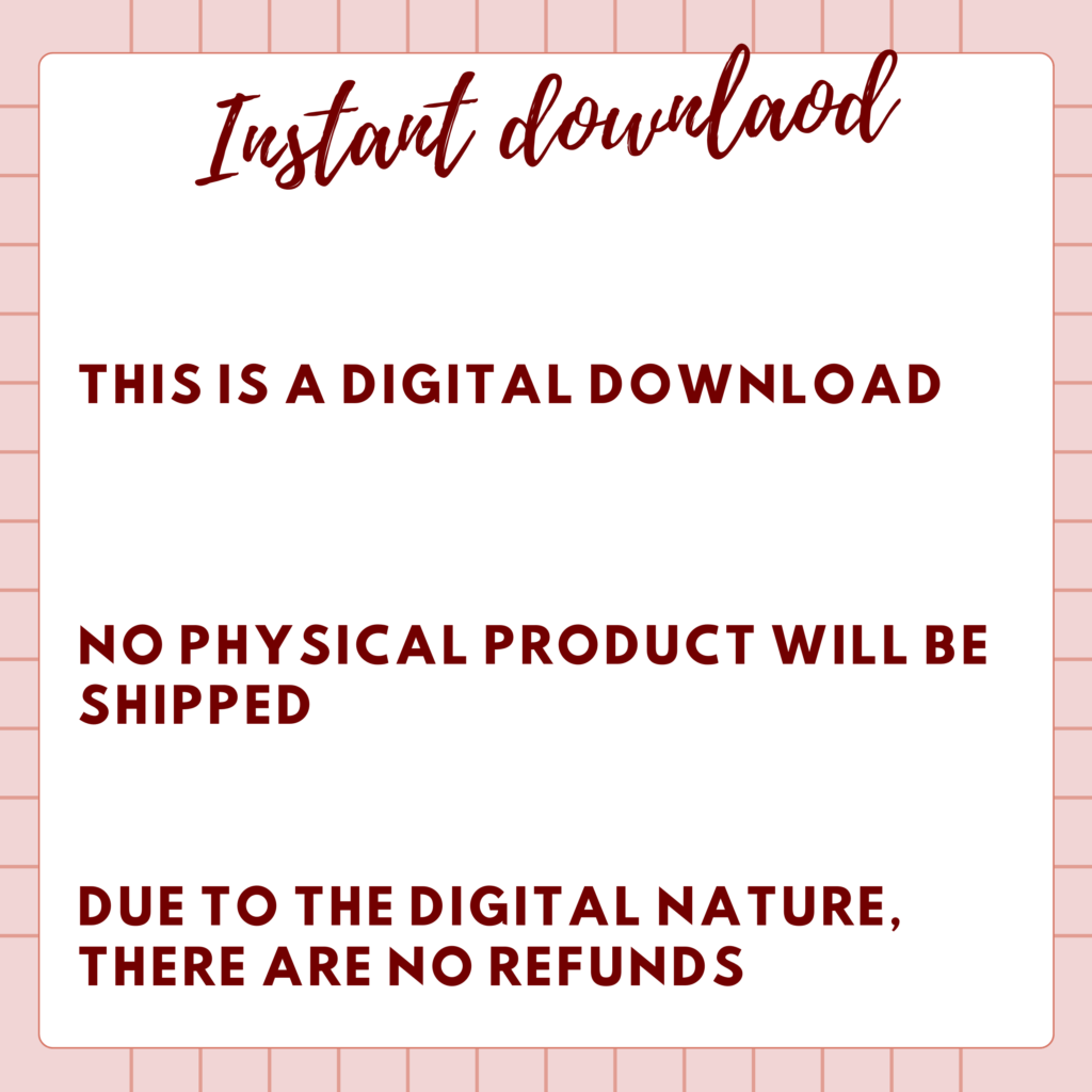 Instant download notice with no refunds policy