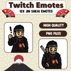 Twitch emotes featuring Jin Sakai in various expressions