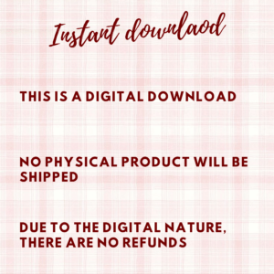 Instant download only, no refunds or shipping
