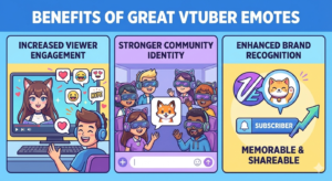 Benefits of great Vtuber emotes infographic illustration