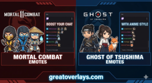 Mortal Kombat and Ghost of Tsushima emotes advertisement