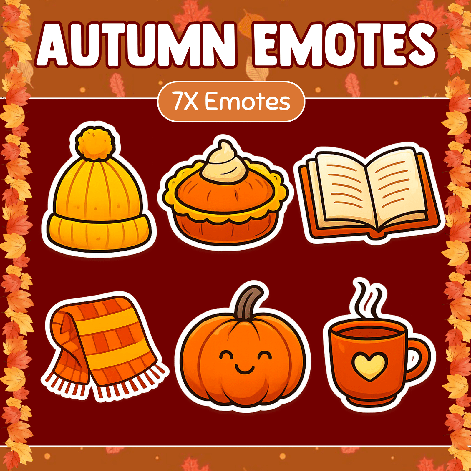 7x Autumn Style Emotes for Twitch/Kick/YouTube/Discord