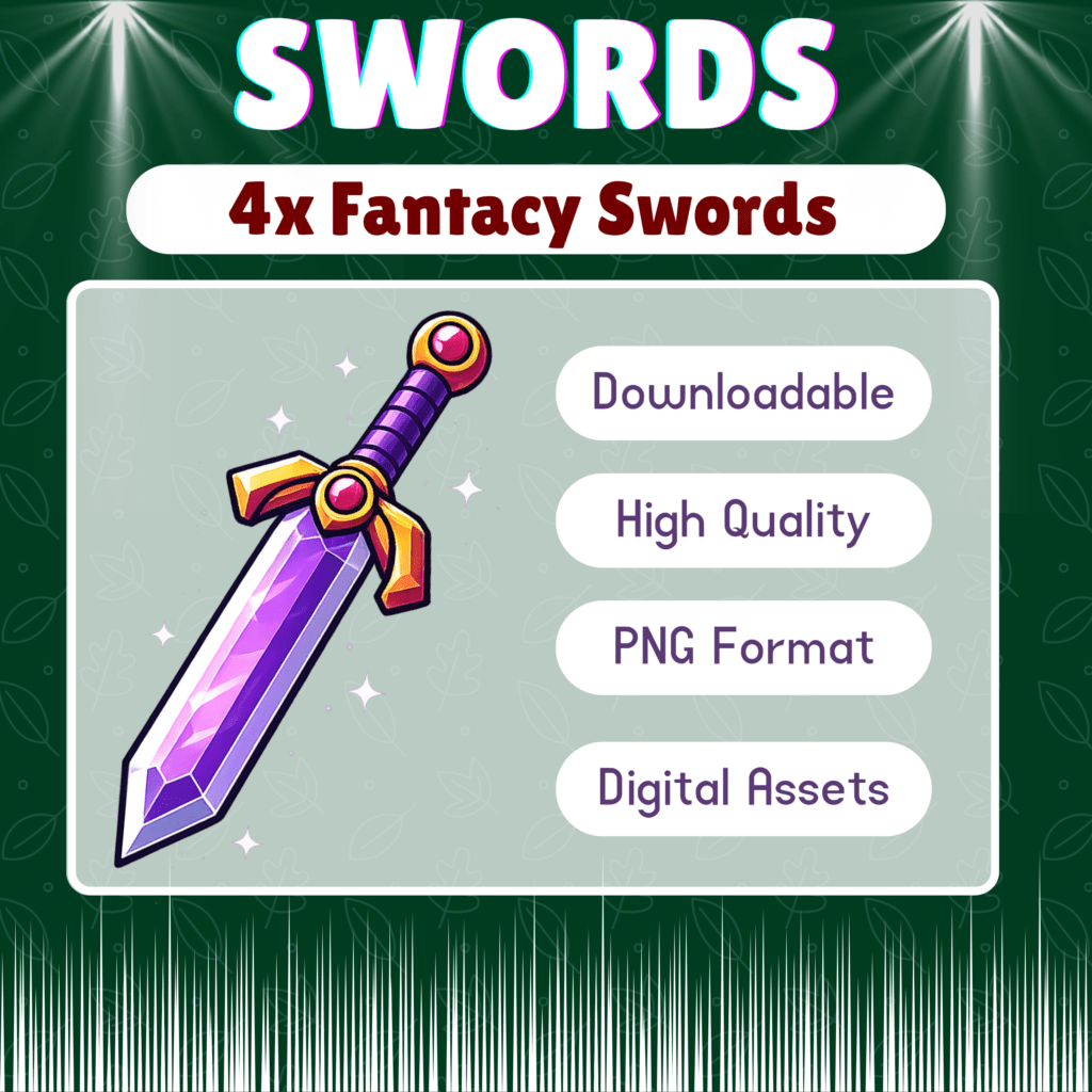 Fantasy sword illustration with download options available